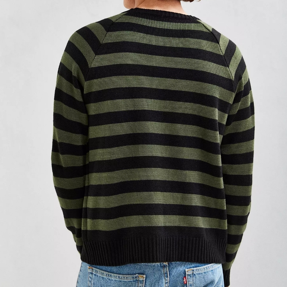 Nirvana 90s Smiley Striped Sweater in Black and Green - Picture 4 of 6